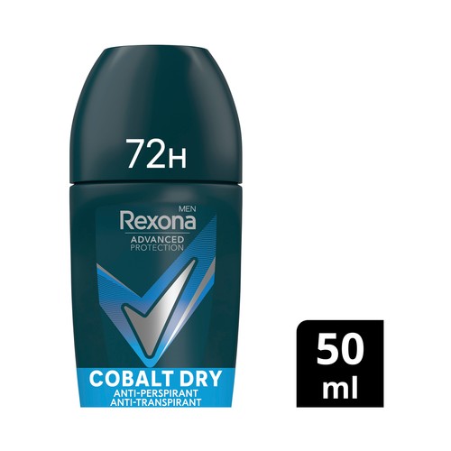 REXONA Men advanced protection cobalt dry Desodorante roll on para hombre sin alcohol y antitranspirante hasta 72 horas 50 ml.