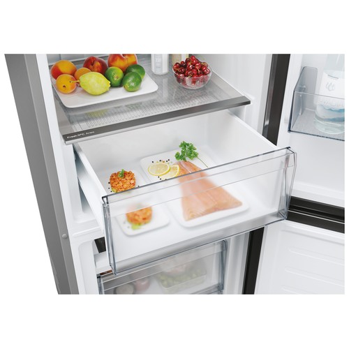 Frigorífico combi 182cm CANDY CNCQ2T518EX Inox, NO FROST, clasificación energética: E, H: 182cm A: 54,5cm, F: 60,2cm, capacidad total: 279L.