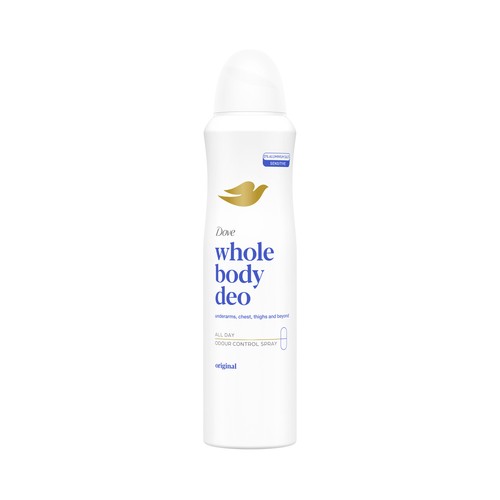 DOVE All over body original Desodorante en spray unisex para todo el cuerpo (axilas, pecho, muslos, pies..) 150 ml.