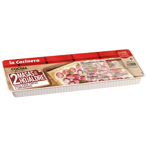LA COCINERA Masas de hojaldre, ideal para la elaboración de tartas y empanadas 2 x 250 g.