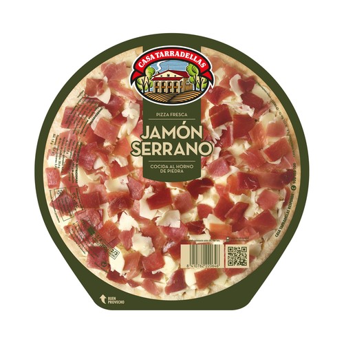 CASA TARRADELLAS Pizza fresca de jamón serrano cocida al horno de piedra CASA TARRADELLAS 390 g.