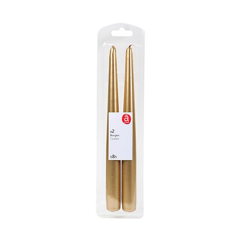 Set de 2 velas cónicas gold ACTUEL.
