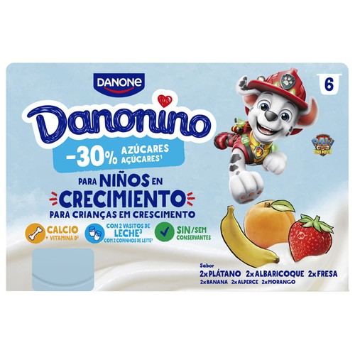 DANONIO Petit (queso fresco) con fresa (2), plátano (2) y albaricoque (2) 6 x 50 g.