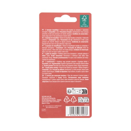 COSMIA Esponja para maquillaje facial 2 uds.