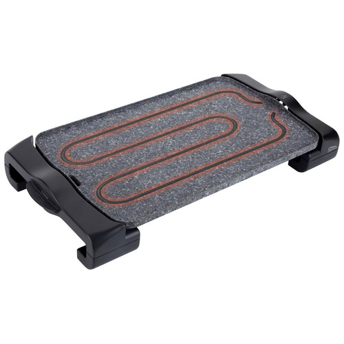 Plancha de asar JATA JT950, 2500W, superficie Pfluon Granite 46x28cm.