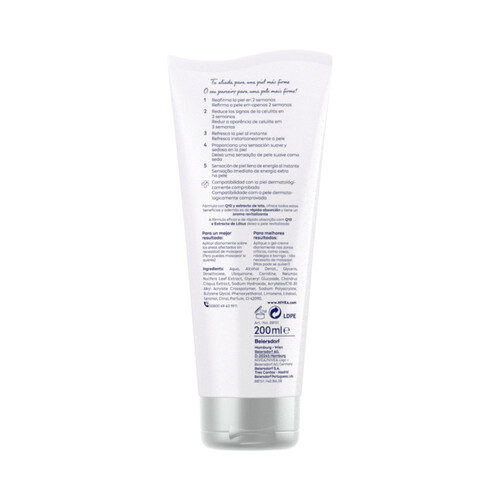 NIVEA Crema con textura gel y efecto reafirmante y anticelulítico, para todo tipo de pieles NIVEA Q10 plus 200 ml.