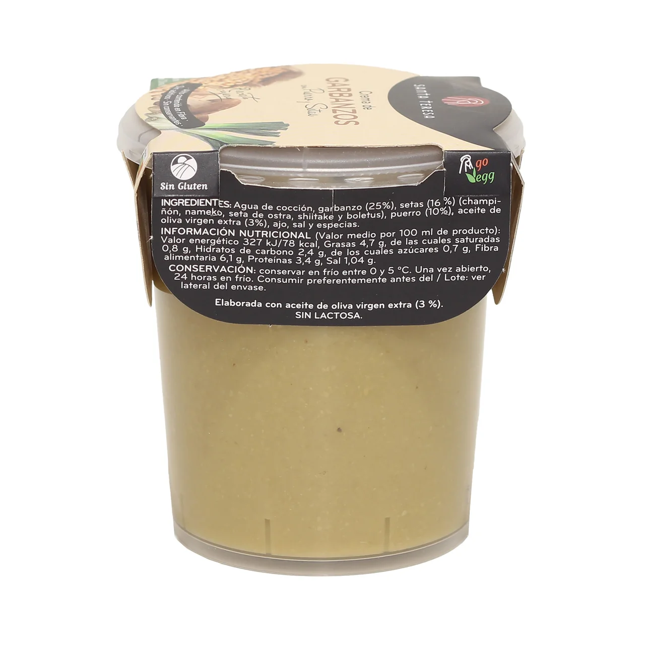 Crema de garbanzos con puerro y setas 400 ml.