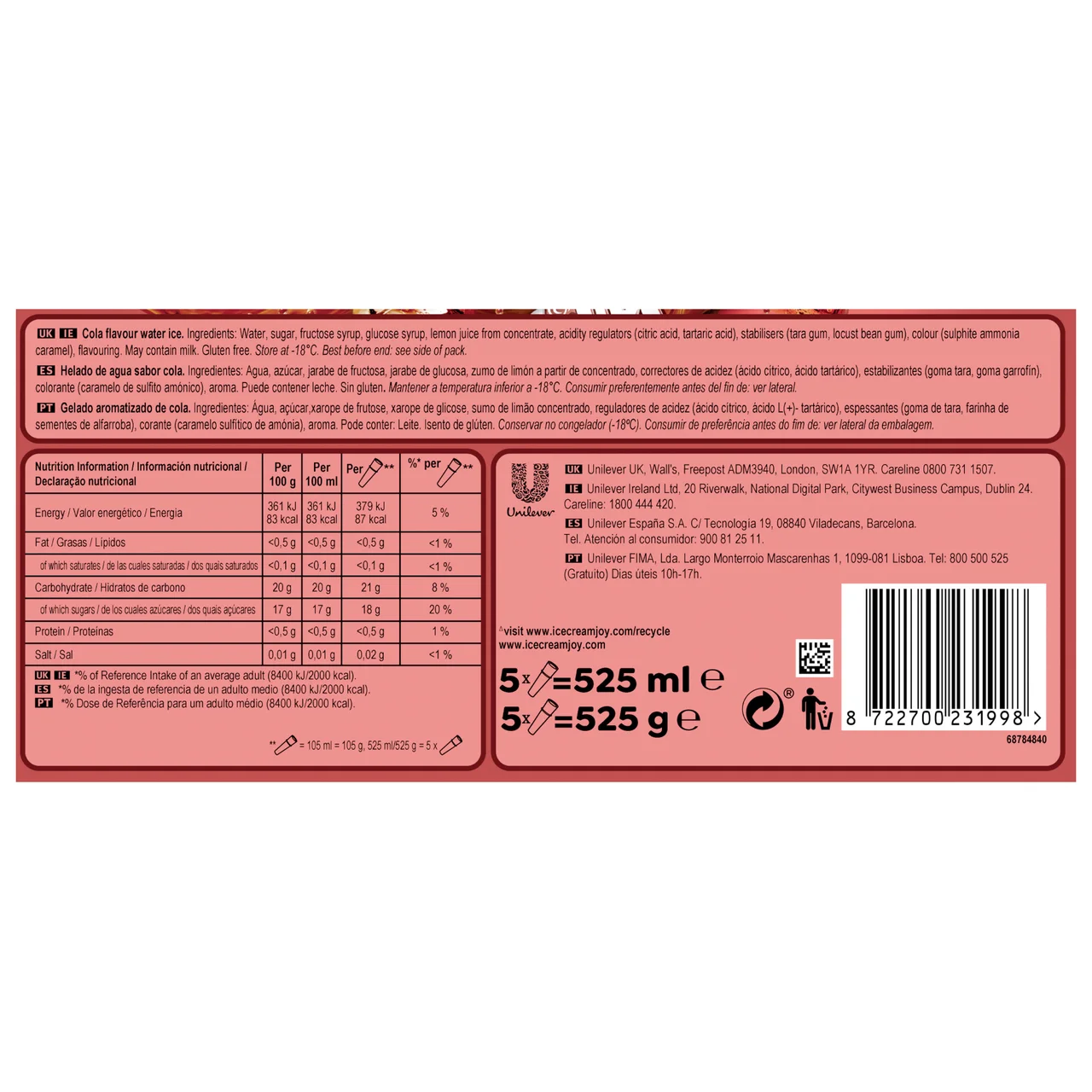 Polo cola pack de 5 uds de 105 Milils