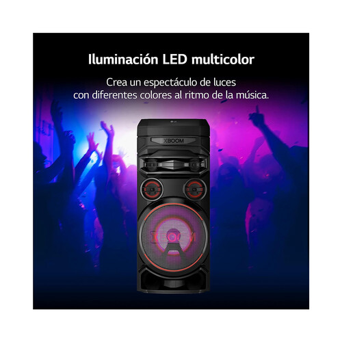 Altavoz LG Xboom RNC7 500W, efectos DJ, iluminación LED, entrada micrófono o guitarra.