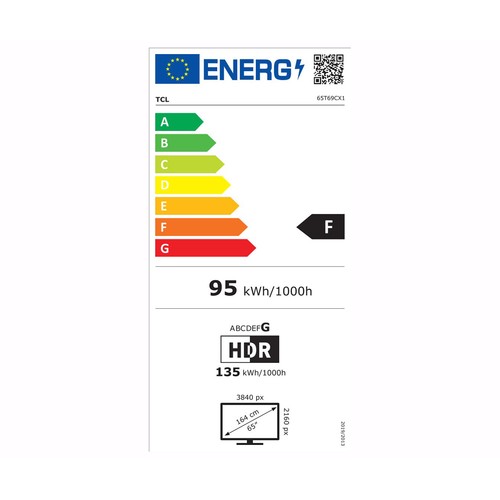 Televisión 165,1 cm (65") QLED TCL 65T69C, 4K, GOOGLE Tv, HDR, Dolby vision / atmos, 3 HDMI, USB.