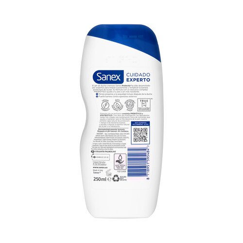 SANEX Gel hidratante y protector para ducha o baño, para todo tipo de pieles SANEX Cuidado experto 250 ml.