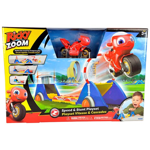 Lanzador acrobacias, pista con 3 modos de juego, RICKY ZOOM.