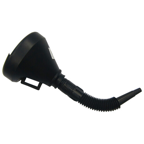 Embudo con tubo flexible y colador, color negro, AUTO-T.