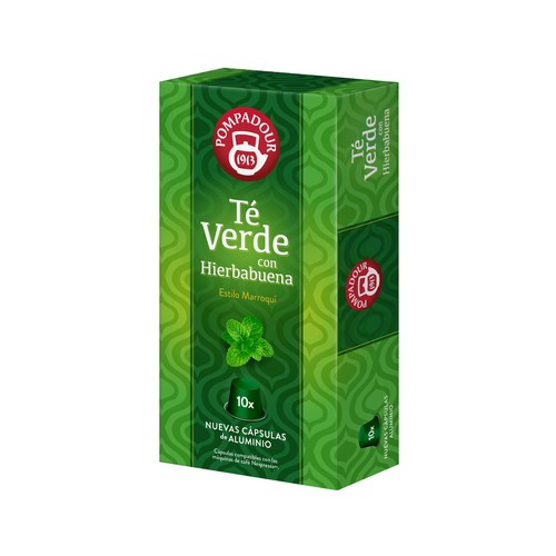 POMPADUR Cápsulas de té verde con hierbabuena 10 uds 32 g.