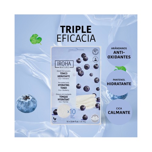 IROHA NATURE Discos tonificantes, hidratantes y reconfortantes 10 uds.