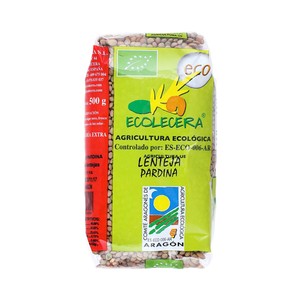 ECOLECERA Lenteja Pardina extra de Aragón de cultivo ecológico  500 g.