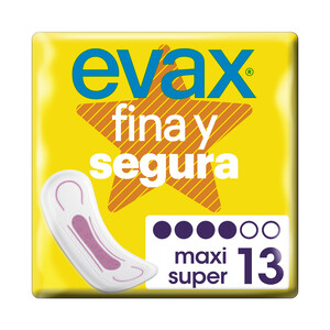 EVAX Compresas sin alas super/maxi EVAX Fina y segura 13 uds.