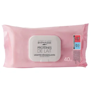 BYPHASSE Toallitas desmaquillantes con proteínas de leche, para todo tipo de pieles BYPHASSE 40 uds.