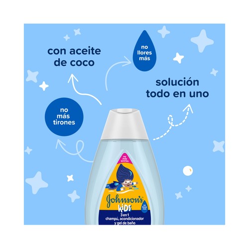 JOHNSON'S Kids Champú, acondicionador y gel de baño, para cabello y piel delicada.