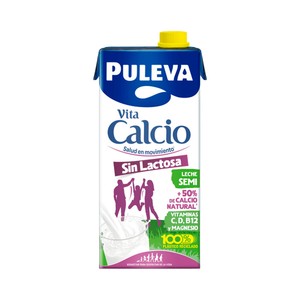 Imagen de PULEVA Vita calcio Leche semidesnatada sin lactosa, con alto contenido en calcio 1 l.