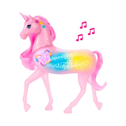 Barbie Unicornio Galopa y Brilla con 20 combinaciones de luces y sonidos +3 Años MATTEL