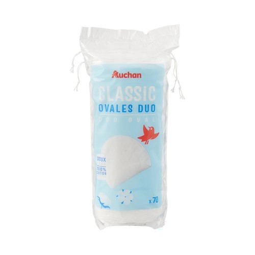 PRODUCTO ALCAMPO Classic Discos ovalados desmaquilladores dúo, suaves y de algodón 100% 70 uds.