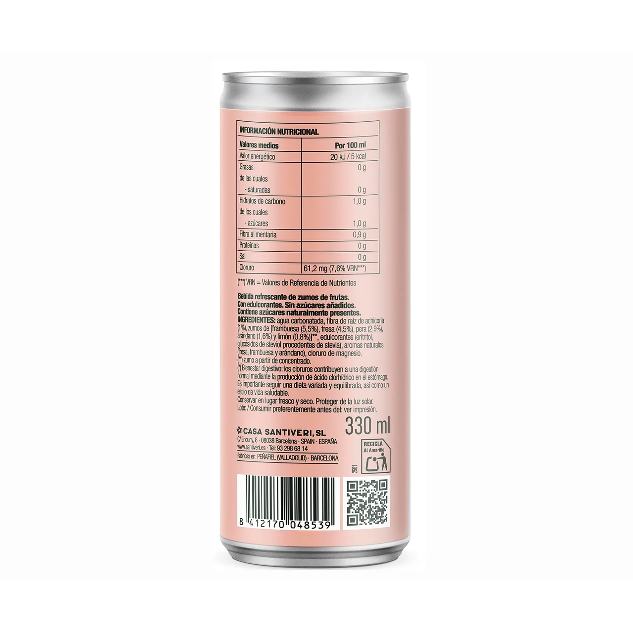 Refresco de frutos rojos lata 330 ml.