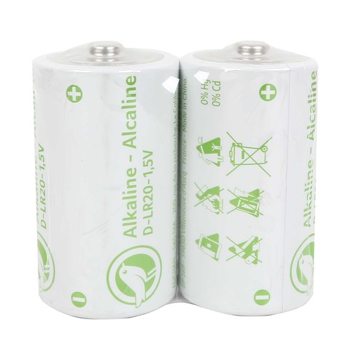Pack de 2 pilas alcalinas D, LR20, 1,5V, PRODUCTO ECONÓMICO ALCAMPO.