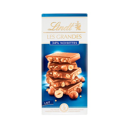LINDT Les Grandes Chocolate con leche con avellanas 150 g.