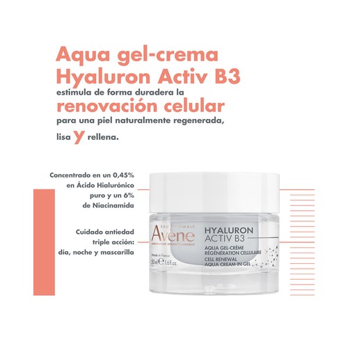 THERMALE AVÉNE Hyaluron active B3 Crema textura gel con acción regeneradora 50 ml.