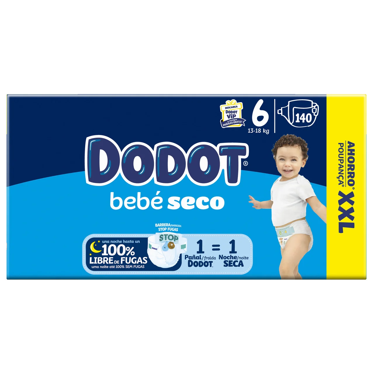 DODOT Bebé-seco Pañales talla 6 (13-18 kg) 140 uds.