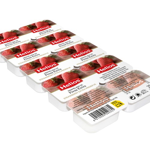 Mermelada de fresa en 10 tarrinas HELIOS 250 g.