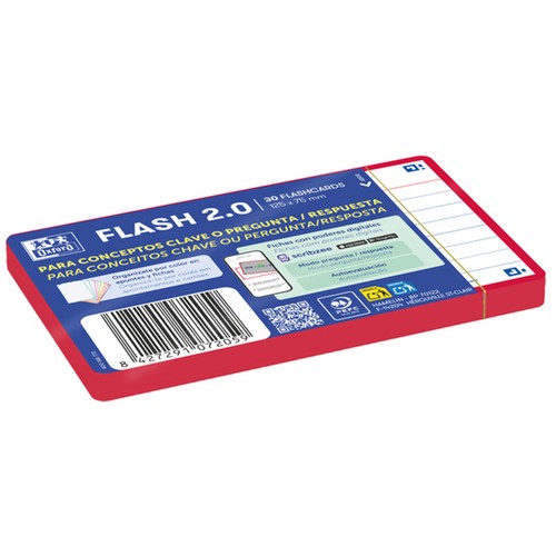 Flashcards 30 fichas 75x125mm, 1 línea color rojo OXFORD.