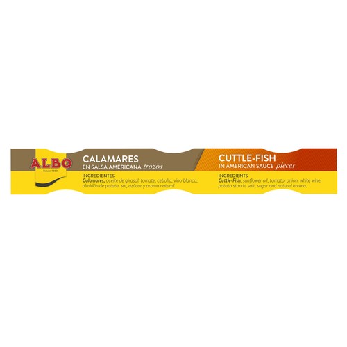 ALBO Calamares en salsa americana en trozos lata de 3 uds x 65 g.