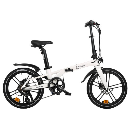 Bicicleta eléctrica plegable YOUIN Marbella Cream, 250W, ruedas 20", autonomía 40Km..