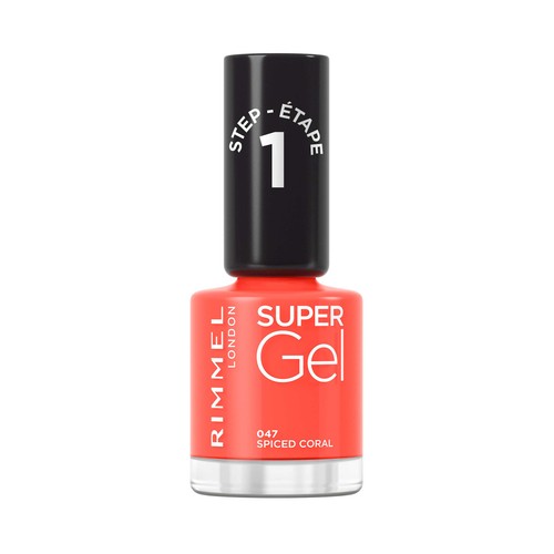 RIMMEL Super gel tono 047 Spiced coral Laca de uñas de larga duración, acabado efecto gel.