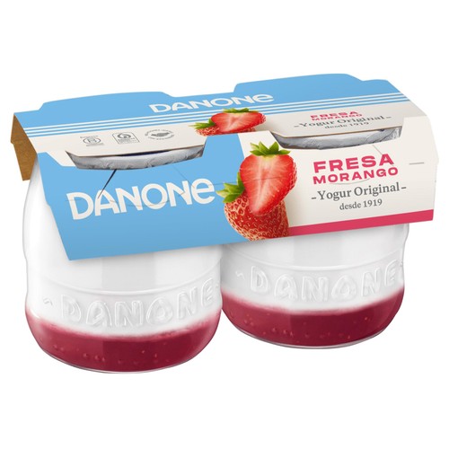 DANONE Yogur cremoso artesanal con fresas  Original 2 x 130 g.