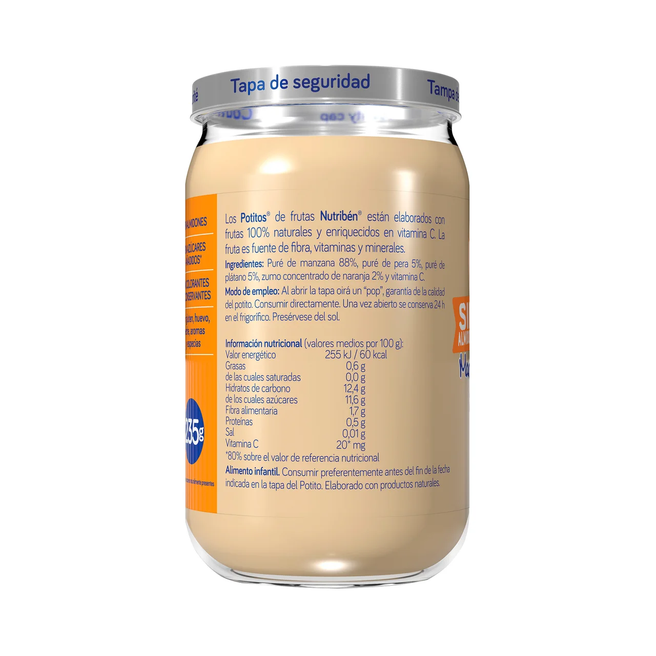 Potitos® de fruta (manzana, naranja, plátano y pera williams), a paritr de 6 meses 235 g.