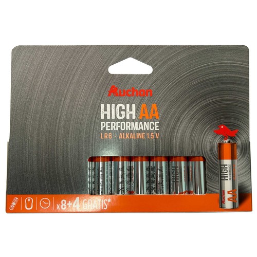 Pack de 12 pilas alcalinas AA, LR06, 1,5V, PRODUCTO ALCAMPO.