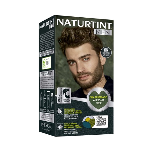 NATURTINT Men tono 6N rubio oscuro Coloración permanente en gel para barba y cabello. 