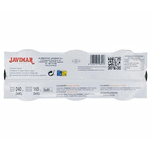JAVIMAR Calamares trozos en tinta 3 x 55 gr.