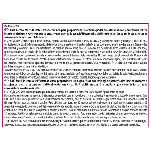 RAID Insecticida especial hormigas, arañas, mosquitos, cucarachas, chinches, etc 400 ml.