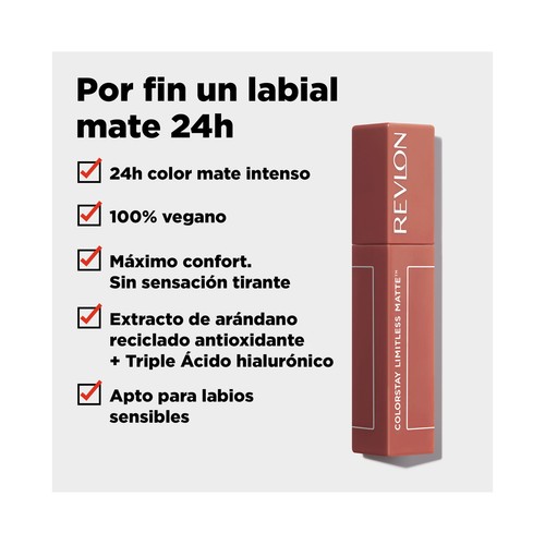 REVLON Colorstay limitless matte tono 006 Manifest Pintalabios líquido de larga duración acabado mate intenso.