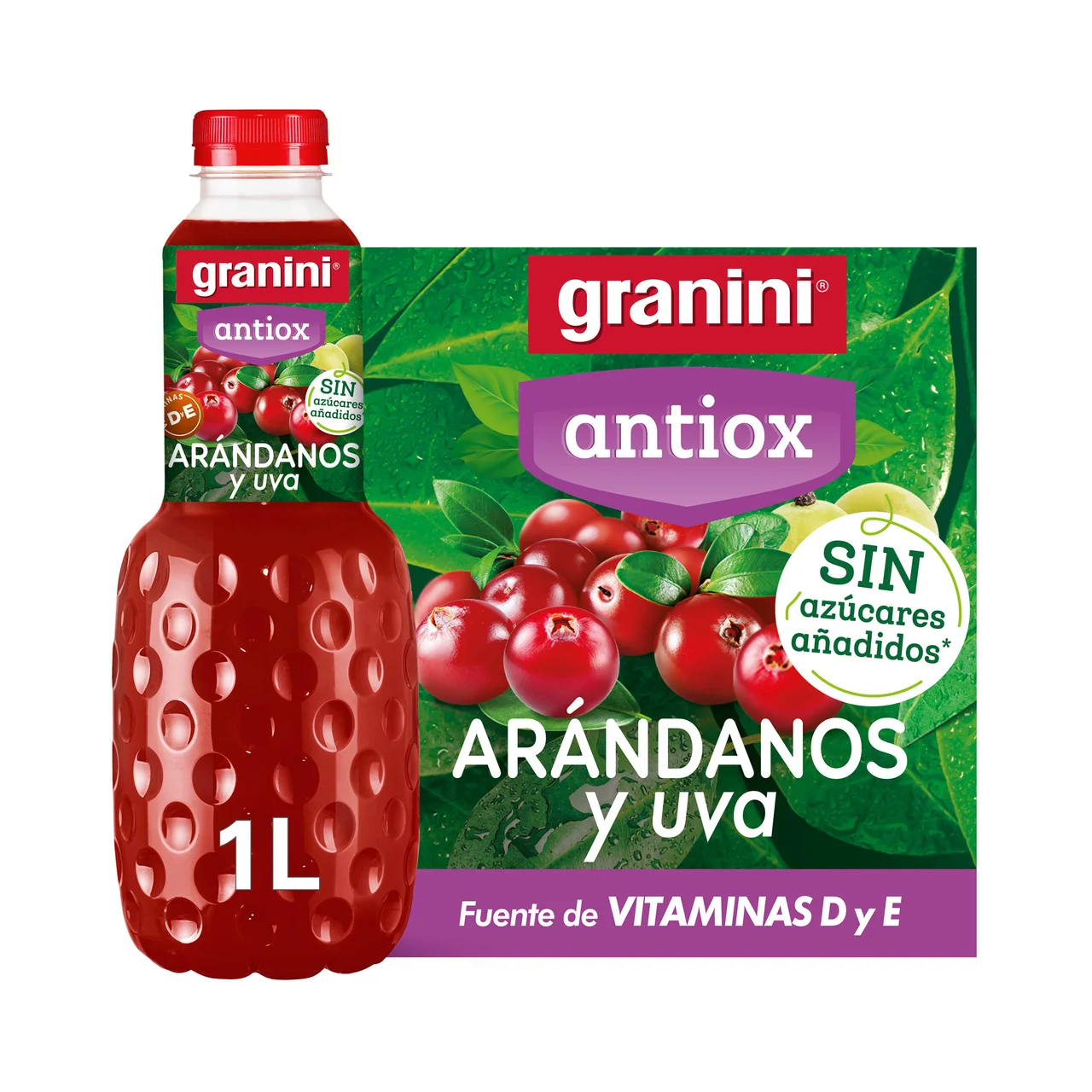 Bebida de arándanos y uva botella de 1 l.
