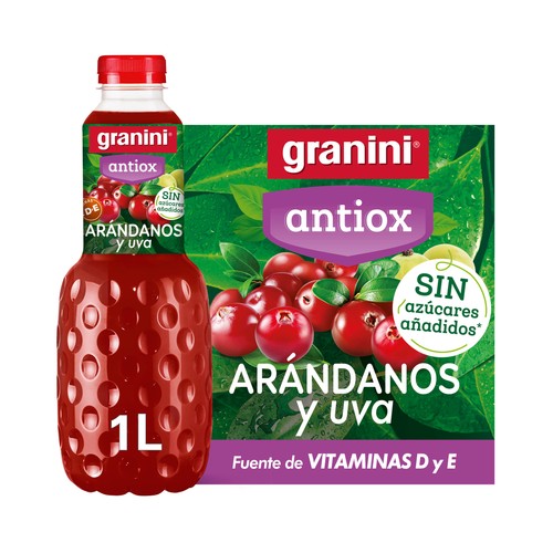 GRANINI Bebida de arándanos y uva botella de 1 l.
