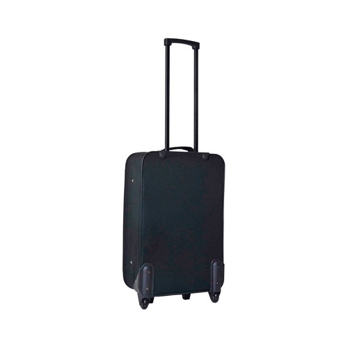 Maleta mediana flexible con 2 ruedas, de poliéster, color negro, tamaño 59cm, PRODUCTO ECONÓMICO ALCAMPO.