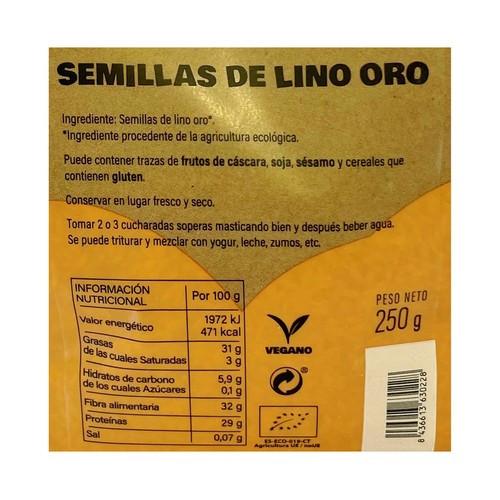 4 HECTÁREAS Bio Semillas de lino dorado 250 g