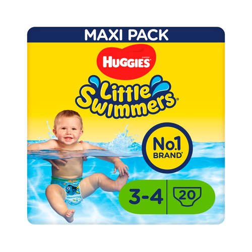 HUGGIES Pañales bañador unisex (bañador desechable) talla 3 - 4, para niños de 7 a 15 kilos HUGGIES Little swimmers 20 uds.