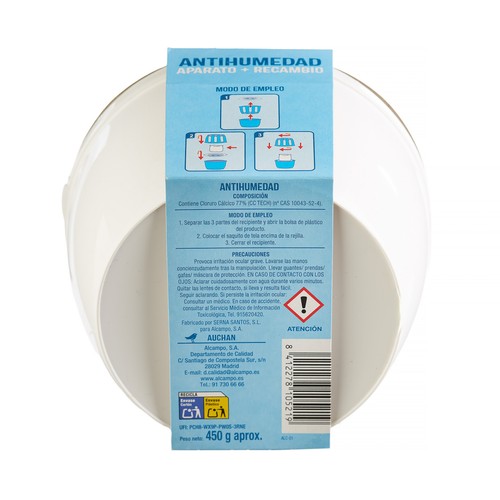 PRODUCTO ALCAMPO Antihumedad, recambio + aparato 450 g. aprox.