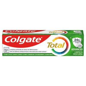 COLGATE Total advanced limpieza profunda Pasta de dientes con flúor, con protección total hasta 24 horas 75 ml.